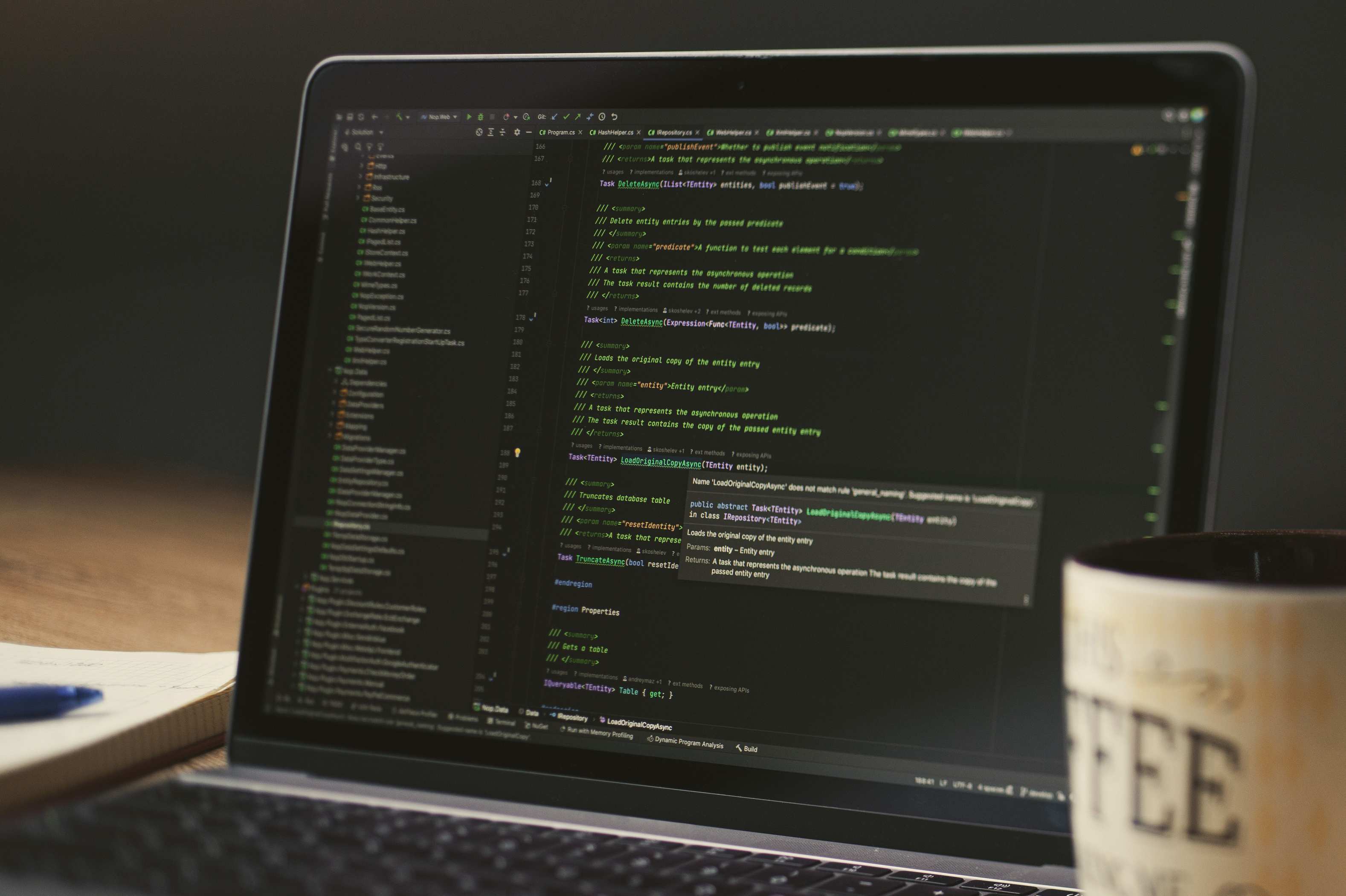 Laptop displaying code during a focused review session